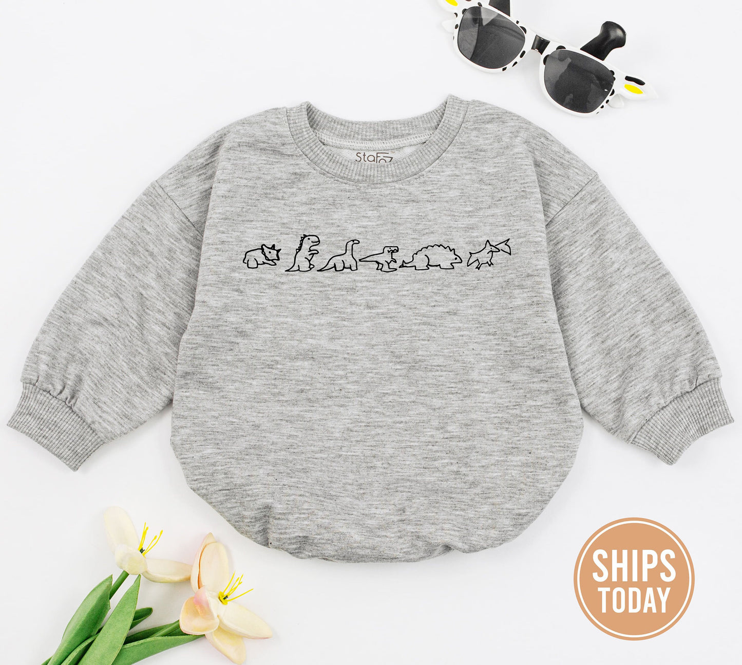 Dinosaur Bubble Romper & Sweater - Unisex Baby Outfit Gift Idea