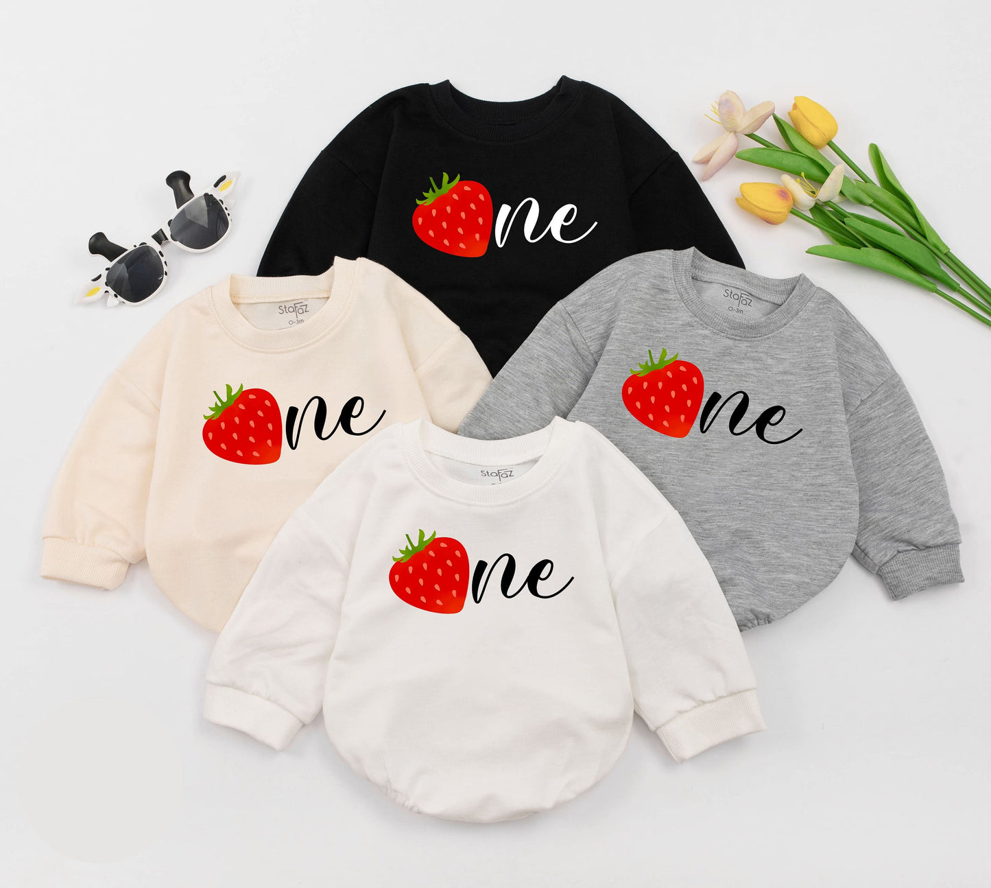 Strawberry Romper, Baby Outfit, Baby Girl Clothes, Toddler Girls Clothing, Birthday Strawberry Romper, 1st Birthday Bodysuit, Birthday Gifts