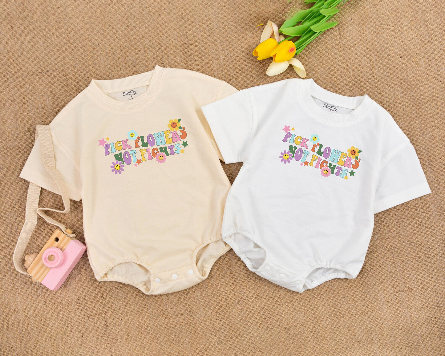 Vintage Boho Baby Bubble Romper - Groovy Hippie Shower Bodysuit
