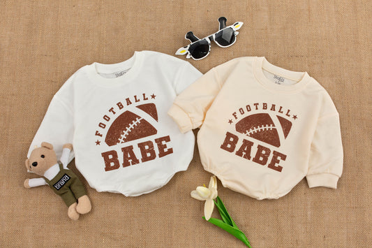 Oversized Football Baby Romper Jumpsuit for Daddy's Girl or Boy Toddler Sweater Long Sleeve Fall Newborn Outfit Football Babe Shower Gift