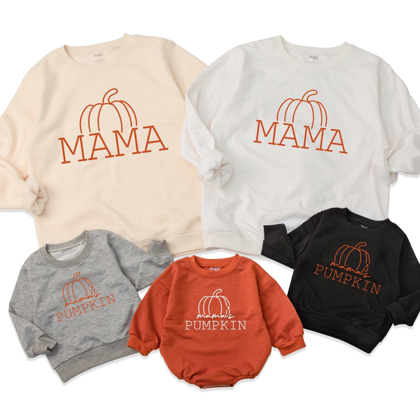 Matching Mamas Pumpkin Fall Sweatshirt & Baby Girl Romper Set, Mommy and Me Outfits, Autumn Baby Shower Gift