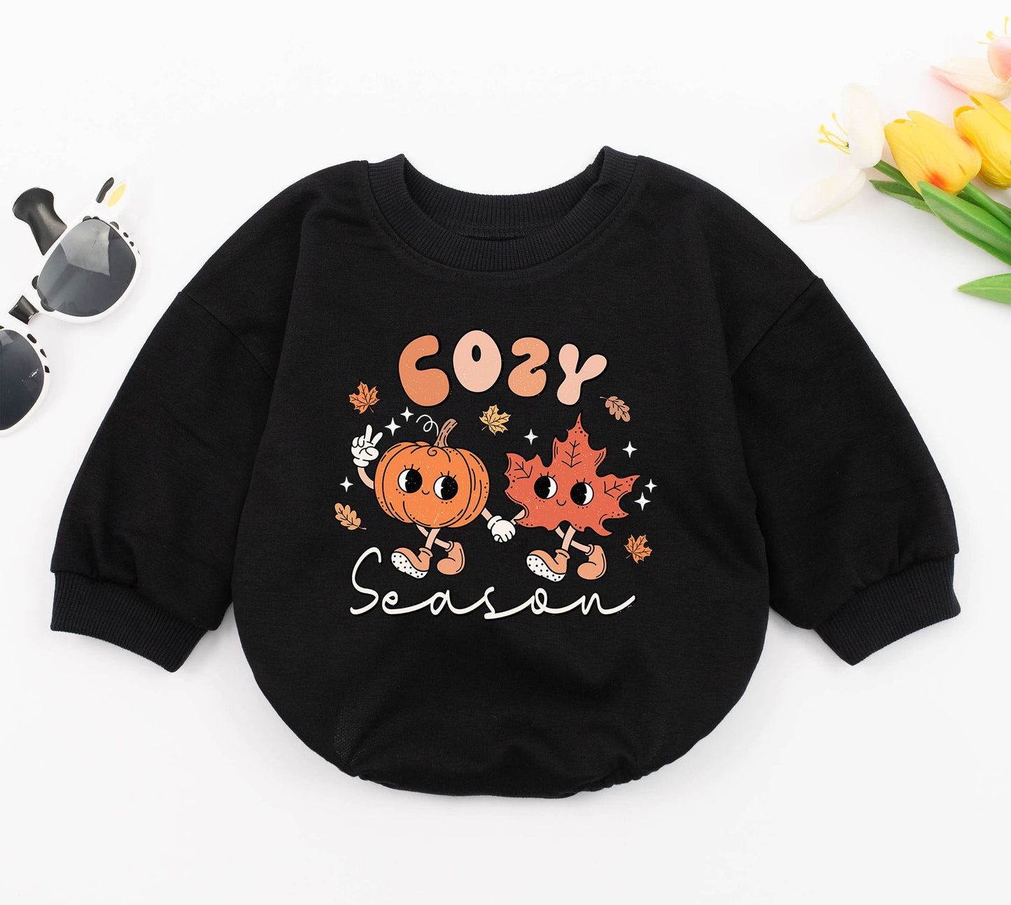 Cute Pumpkin Coffee Baby Bubble Romper for First Thanksgiving Fall Outfits Adorable Baby Clothes with Pumpkin Spice and Coffee Designs