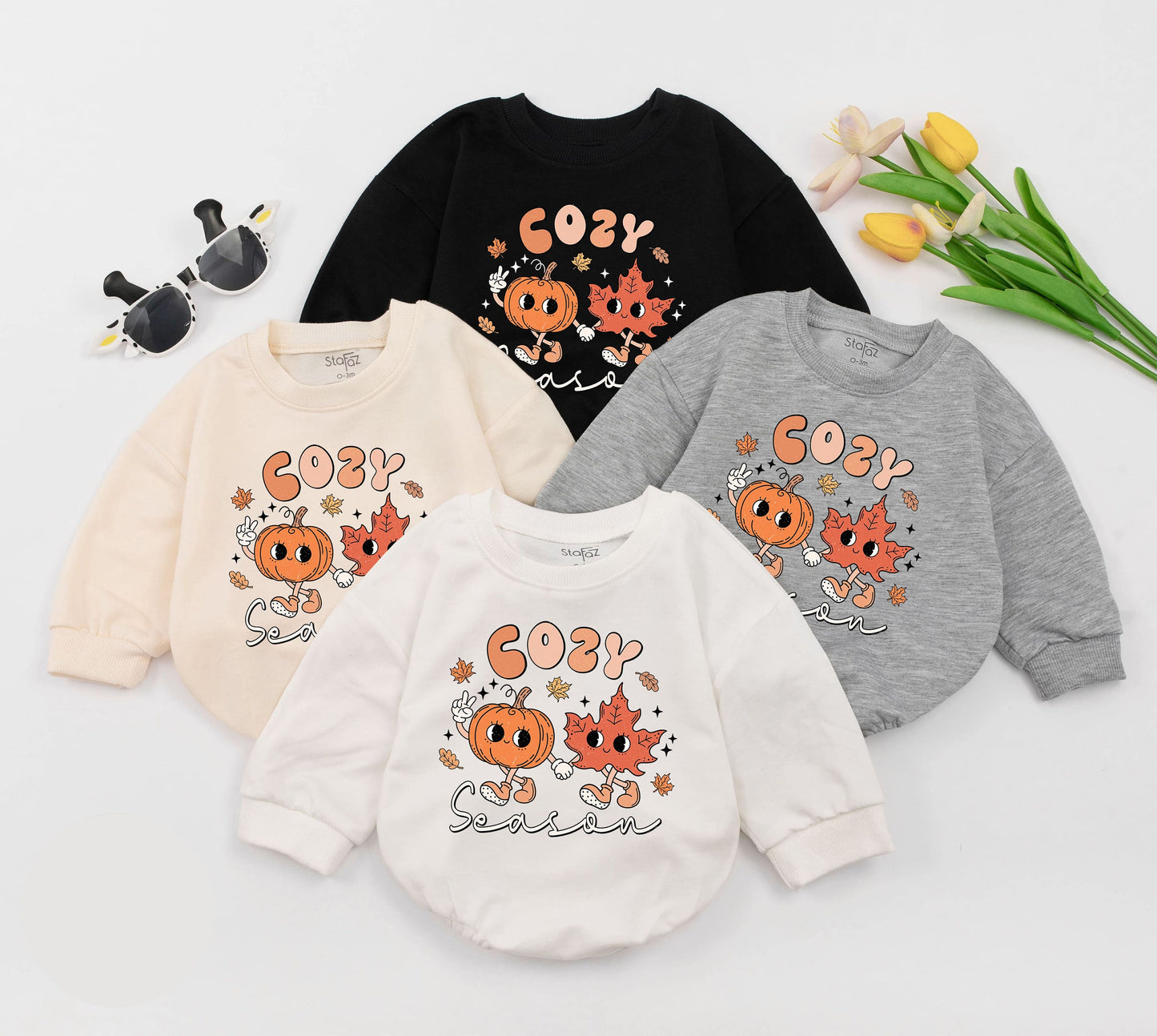 Cute Pumpkin Coffee Baby Bubble Romper for First Thanksgiving Fall Outfits Adorable Baby Clothes with Pumpkin Spice and Coffee Designs