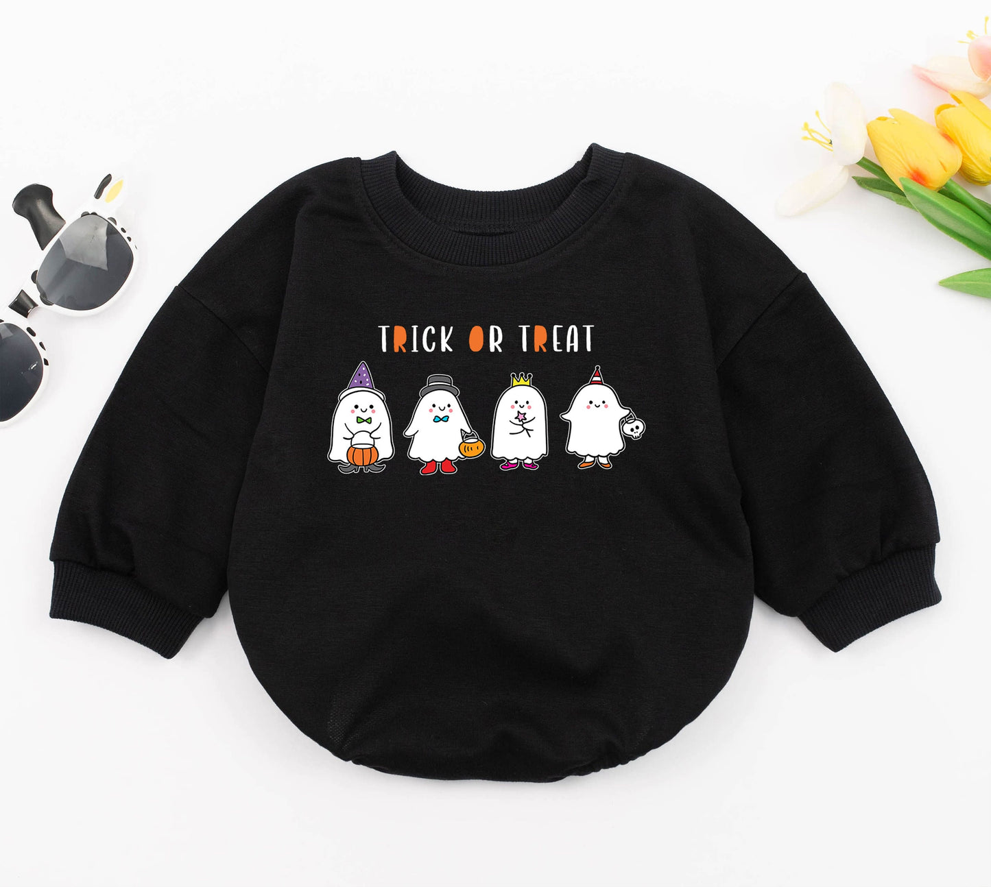 Cute Boo Baby Romper Little Ghost Halloween Outfit for Baby Girls Soft Cotton Fall Clothes Perfect for Halloween Baby Shower Gifts or First Trick or Treat