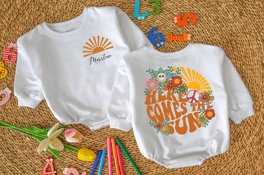 Cute Hey Boo Ghost Baby Romper Halloween Outfit for Newborns and Infants, perfect for first Halloween, fall baby shower, cute spooky ghost clothes.