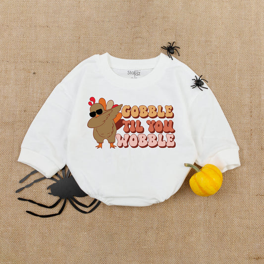 First Thanksgiving Baby Romper Dabbing Turkey Sunglasses Gobble Til You Wobble Fall Bodysuit Playful Newborn Infant Toddler Outfit