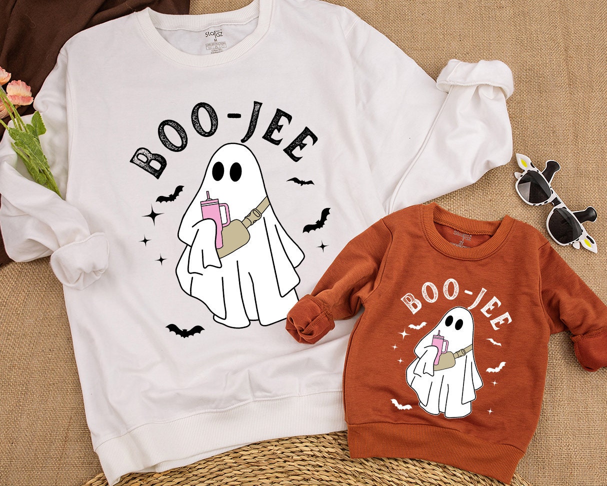 Cute Boo Jee Ghost Halloween Kid Sweatshirt Spooky Season Baby Toddler Unisex Sweater Soft Comfortable Funny Spooky Vibes Party Gift