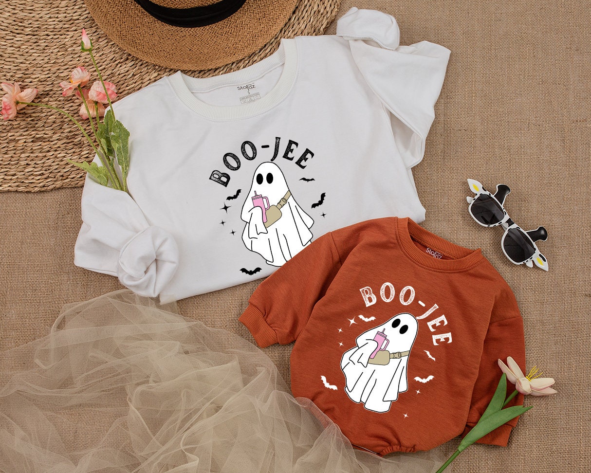 Cute Boo Jee Ghost Halloween Kid Sweatshirt Spooky Season Baby Toddler Unisex Sweater Soft Comfortable Funny Spooky Vibes Party Gift