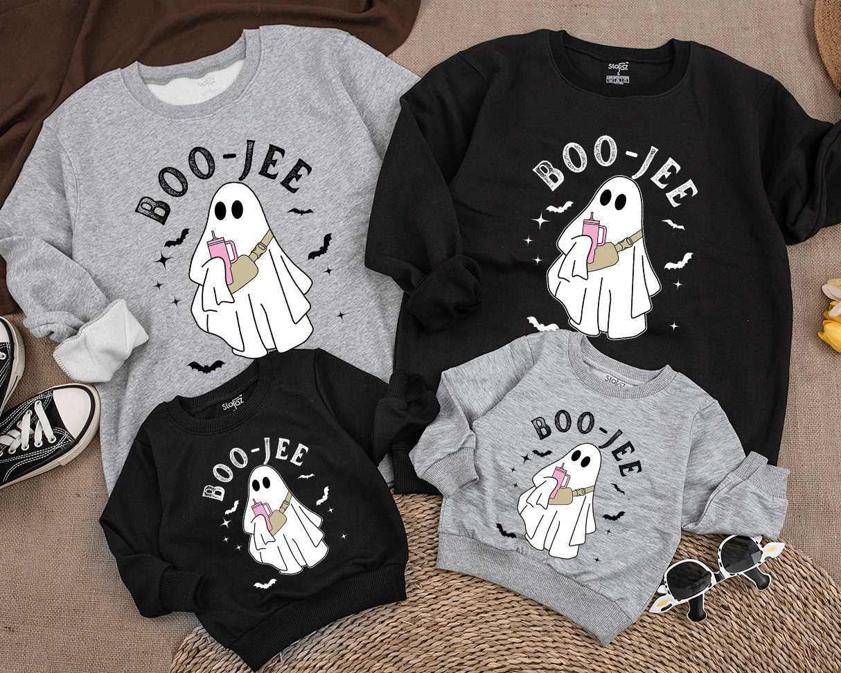 Cute Boo Jee Ghost Halloween Kid Sweatshirt Spooky Season Baby Toddler Unisex Sweater Soft Comfortable Funny Spooky Vibes Party Gift
