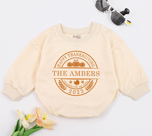 Personalized Funny Thanksgiving Baby Romper Outfit for Girls