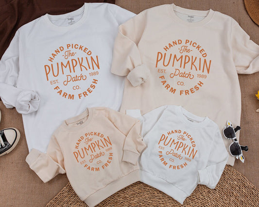 Kids' Hand Picked Pumpkin Patch Sweatshirt: Farm Fresh Fall Fun for Toddlers & Babies - Cute Pumpkin Picking Halloween & Thanksgiving Gift