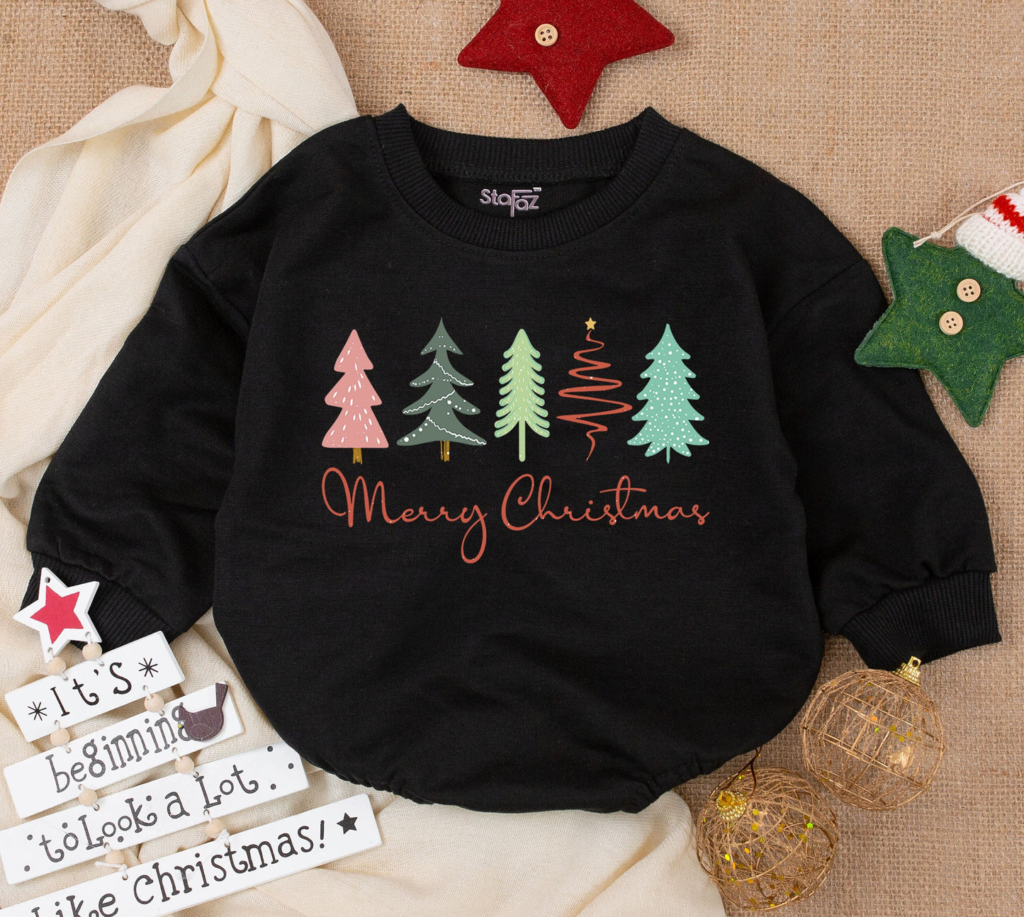 Funny Retro Christmas Baby Bubble Romper Toddler Sweatshirt Merry Christmas Vibes 1st Christmas Outfit Baby Shower Gift Xmas Clothes