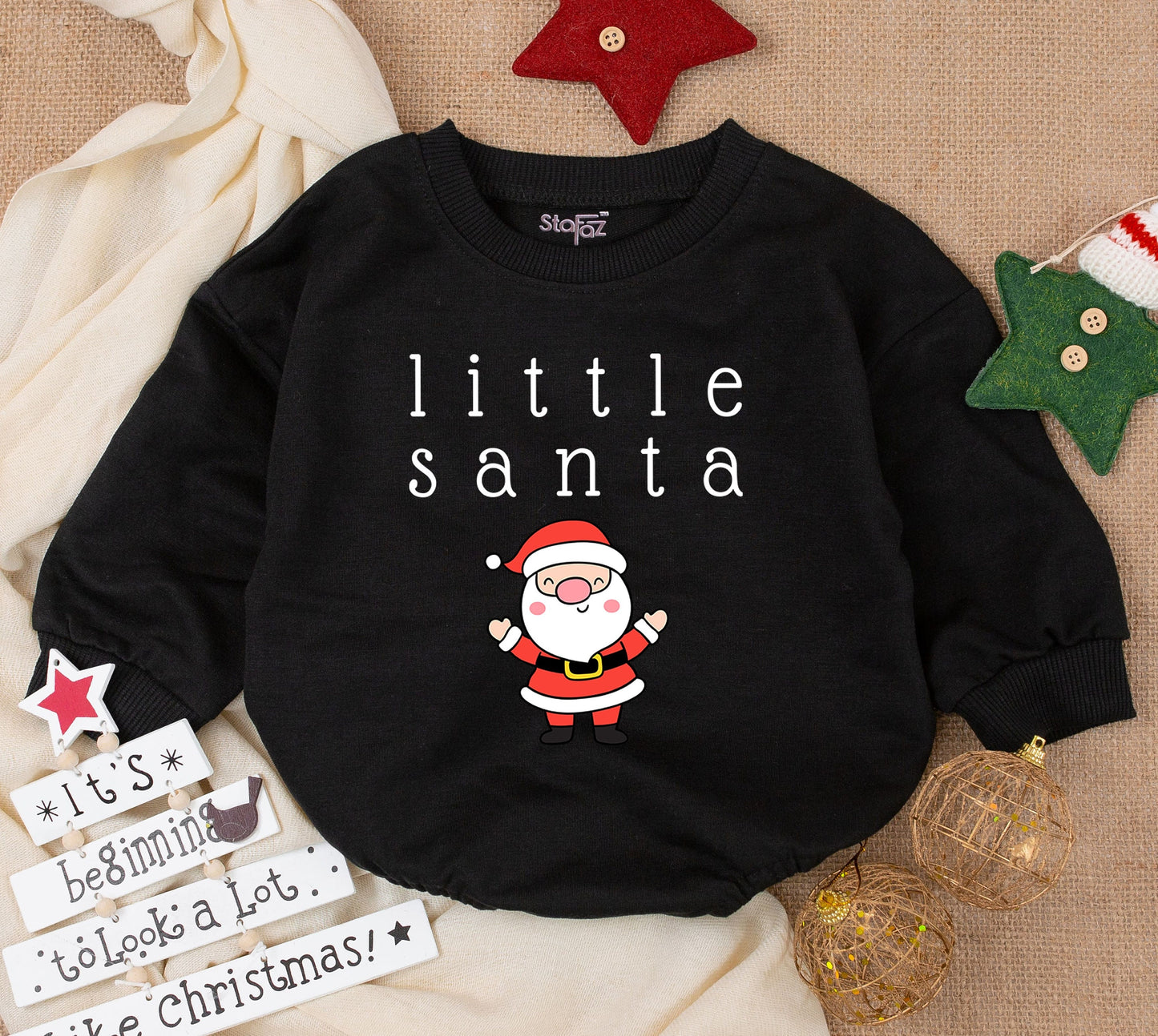 Adorable Baby Santa Romper Set - Cozy Christmas Sweatsuit for Girls