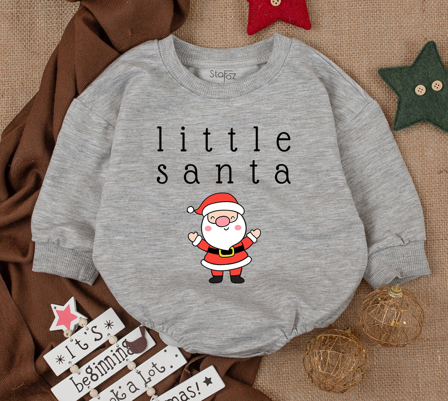 Adorable Baby Santa Romper Set - Cozy Christmas Sweatsuit for Girls