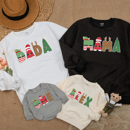 Personalized Christmas Name Sweatshirt for Kids, Toddlers & Baby, Cozy Matching Family Holiday Sweatshirt Gift for Winter Celebrations