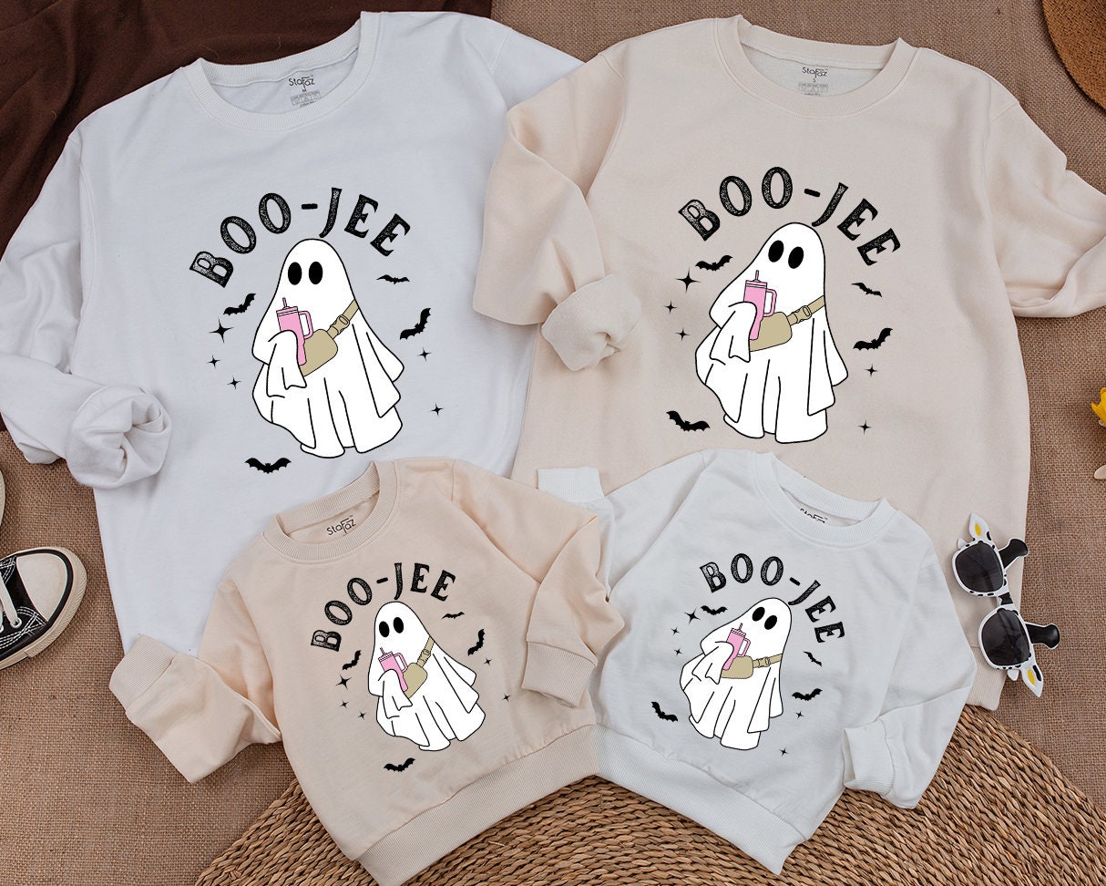 Cute Boo Jee Ghost Halloween Kid Sweatshirt Spooky Season Baby Toddler Unisex Sweater Soft Comfortable Funny Spooky Vibes Party Gift