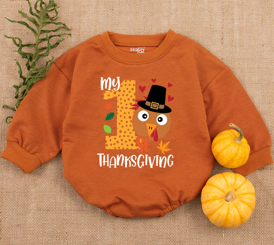 My First Thanksgiving Baby Boy Bodysuit Outfit Newborn Fall Holiday Turkey Day Celebration Clothes for Little One Keepsake Gift Idea