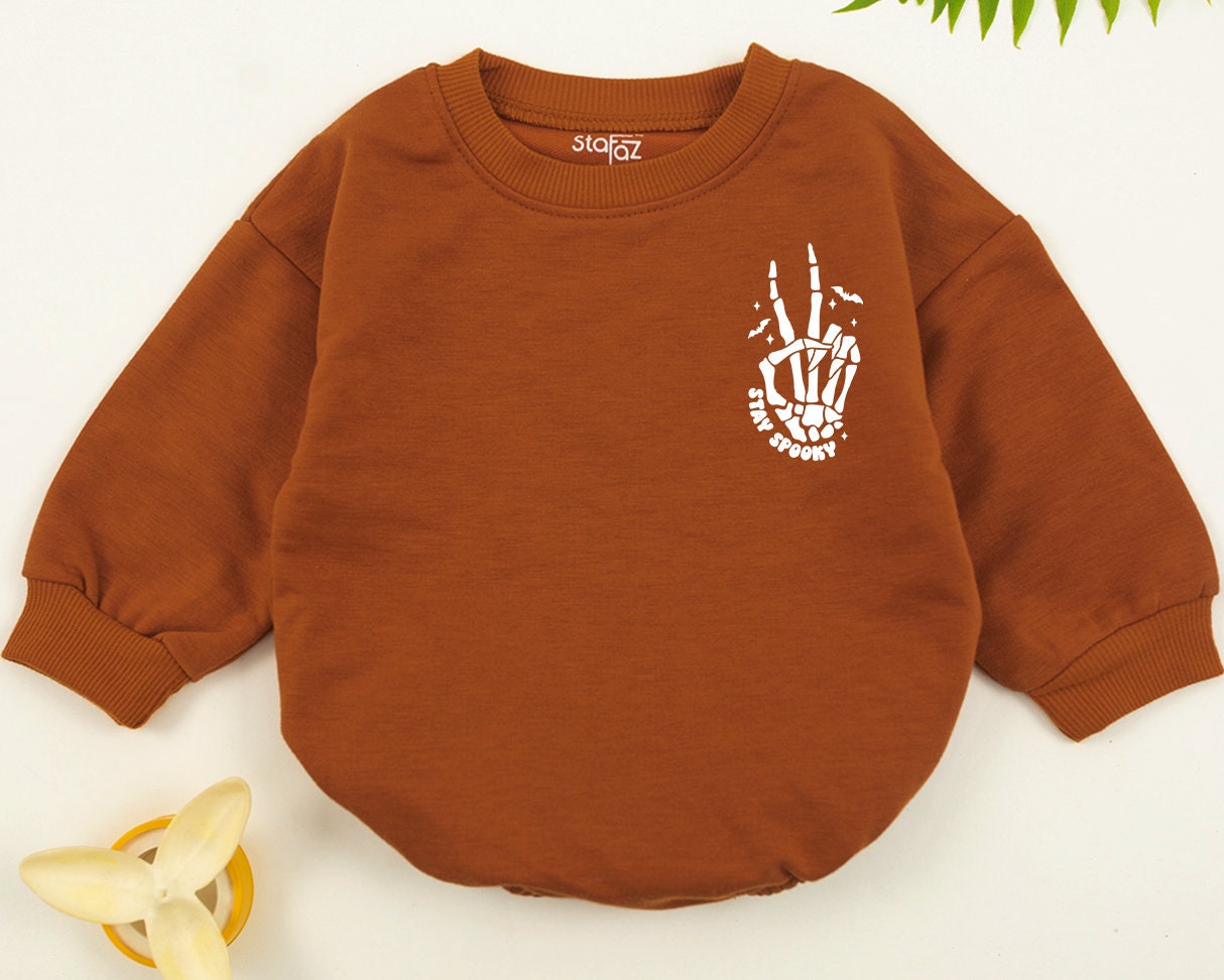 Stay Spooky Skeleton Hands Skull Halloween Sweatshirt perfect for Kids & Toddlers embracing Horror Party vibes with a cozy Fall Crewneck Shirt