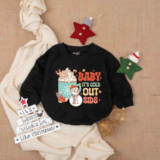 Retro Santa Baby Romper: Cozy Winter Outfit, Perfect Holiday Gift