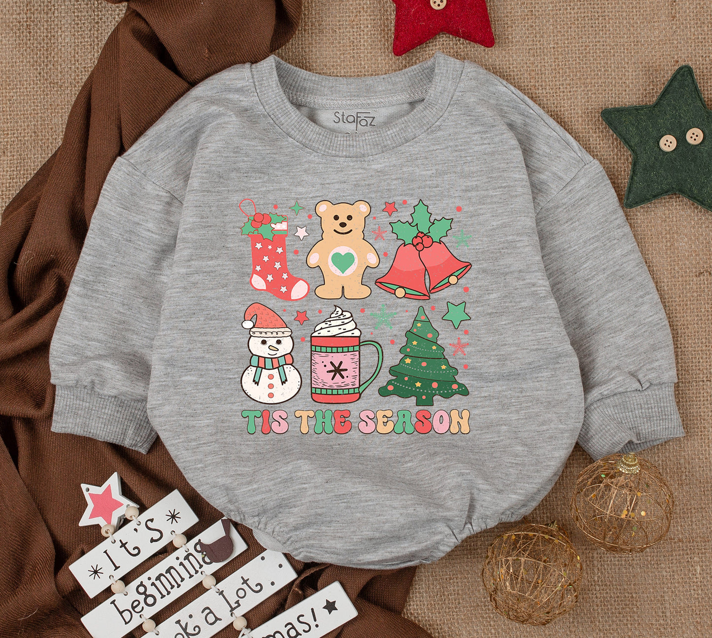 Funny Christmas Baby Outfit, Romper & Toddler Sweatshirt – 1st Xmas