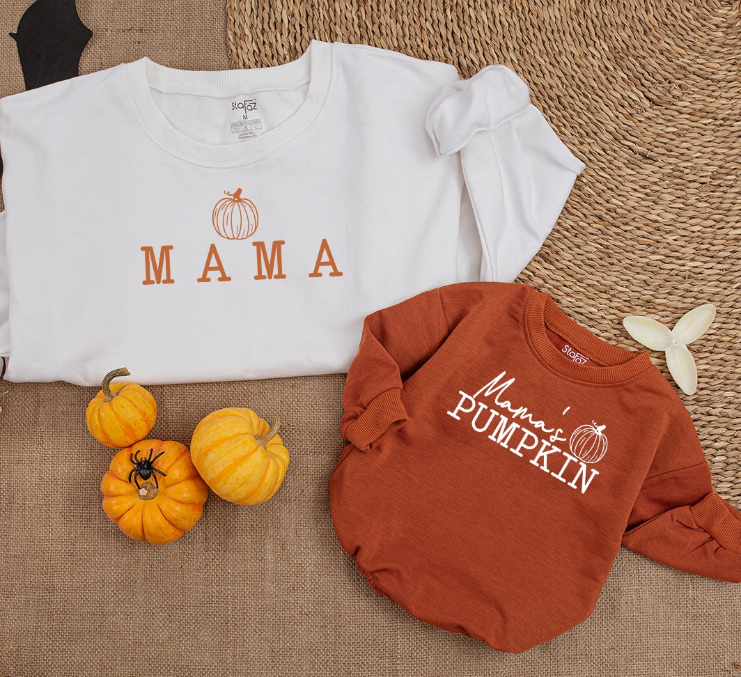 Matching Mama's Pumpkin Fall Sweatshirt & Emily Sleeve, Mom & Baby Girl Outfit, Fall Family Photo, Custom Gift