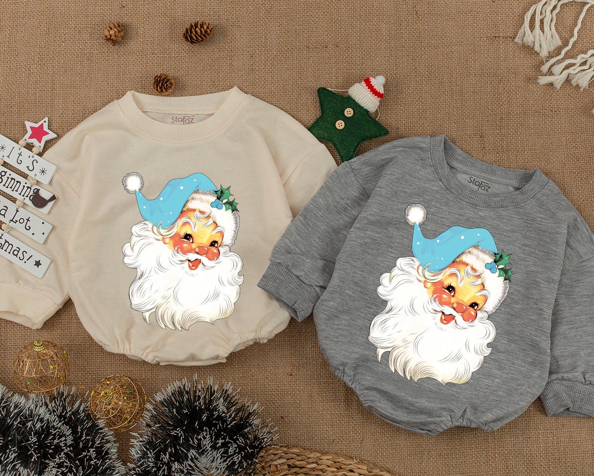 Retro Family Christmas Santa Face Sweatshirt for Baby Kids & Adults Holiday Matching Cute Winter Vintage Apparel Cozy Gift