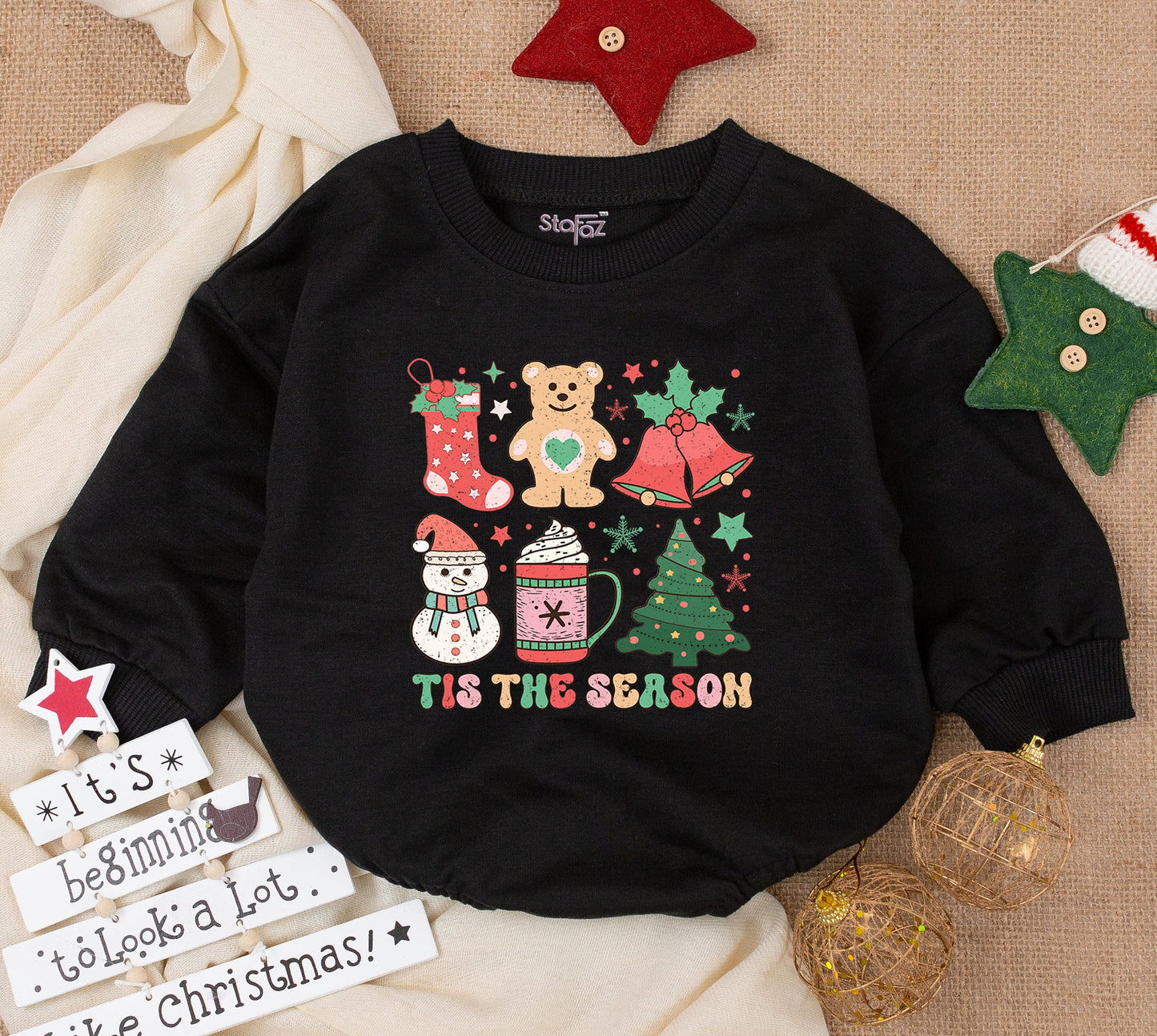 Funny Christmas Baby Outfit, Romper & Toddler Sweatshirt – 1st Xmas