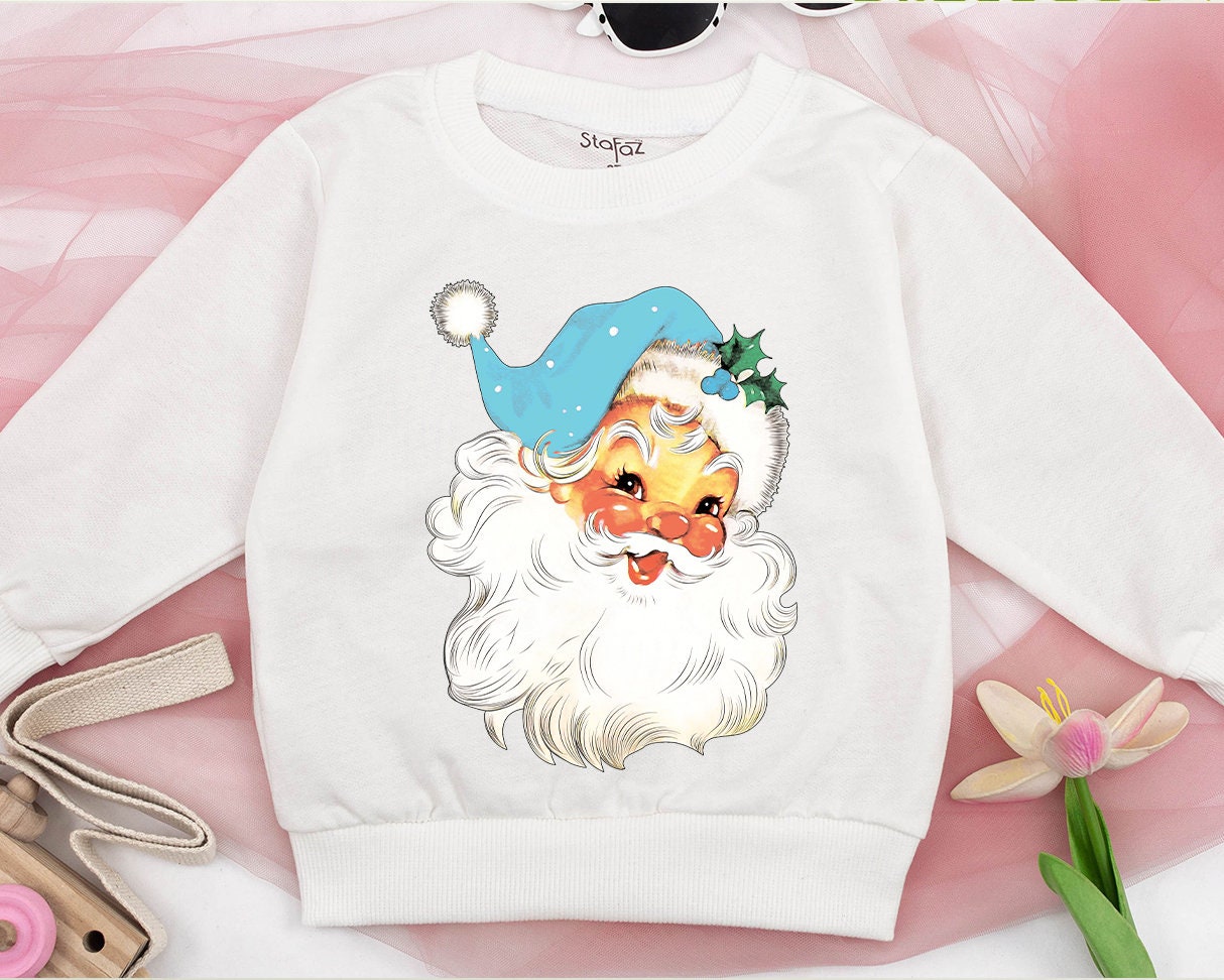 Retro Family Christmas Santa Face Sweatshirt for Baby Kids & Adults Holiday Matching Cute Winter Vintage Apparel Cozy Gift