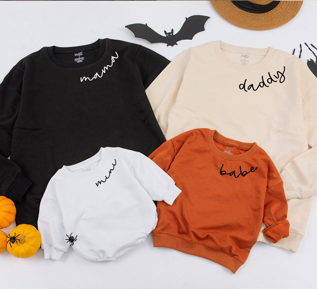 Custom Mama and Mini Matching Sweatshirts Daughter Son Names Family Cozy Winter Apparel Retro Christmas Gift Baby Newborn Coming Home