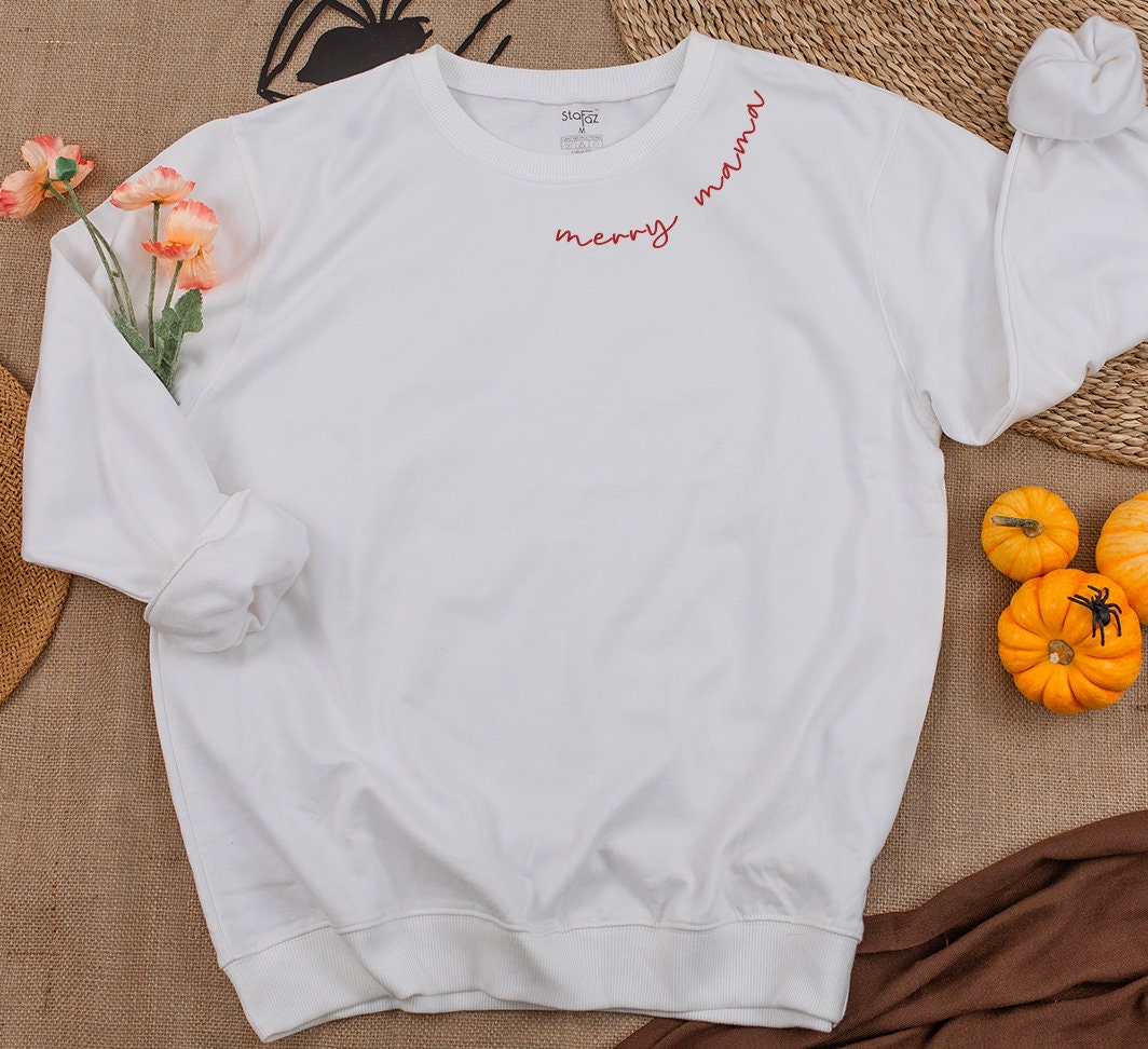Custom Mama and Mini Christmas Sweatshirt with Daughter and Son Names Personalized Family Holiday Gift Cozy Winter Outfits for Moms and Kids