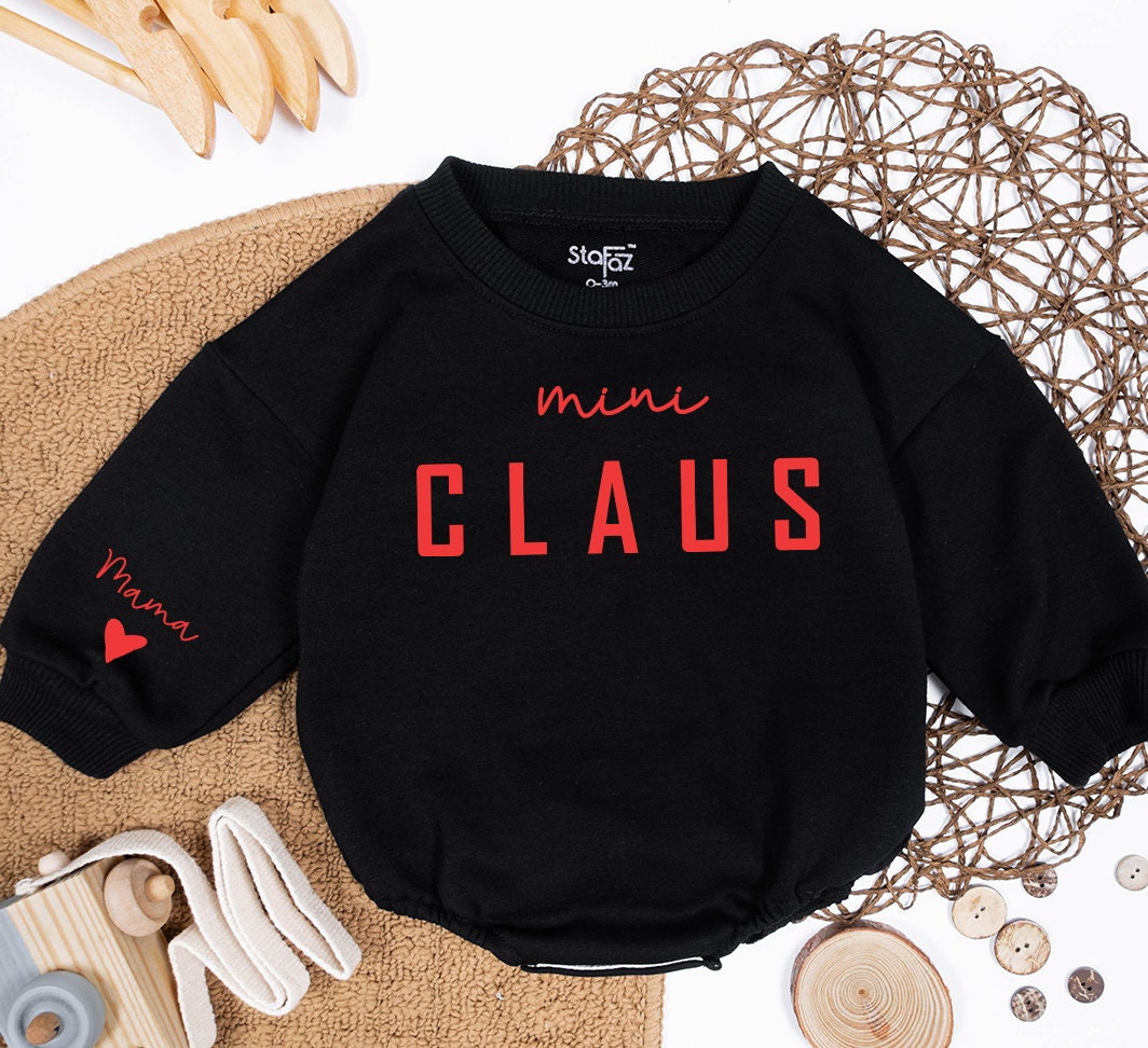 Mama Claus & Mini Claus Christmas Sweatshirt Family Matching Set, Red Festive Design, Personalized Name Gift