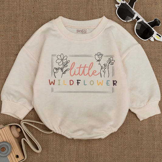 Little Wildflower Baby Girl Romper Boho Outfit Floral Baby Clothes Newborn Gift Baby Shower Gift Girl