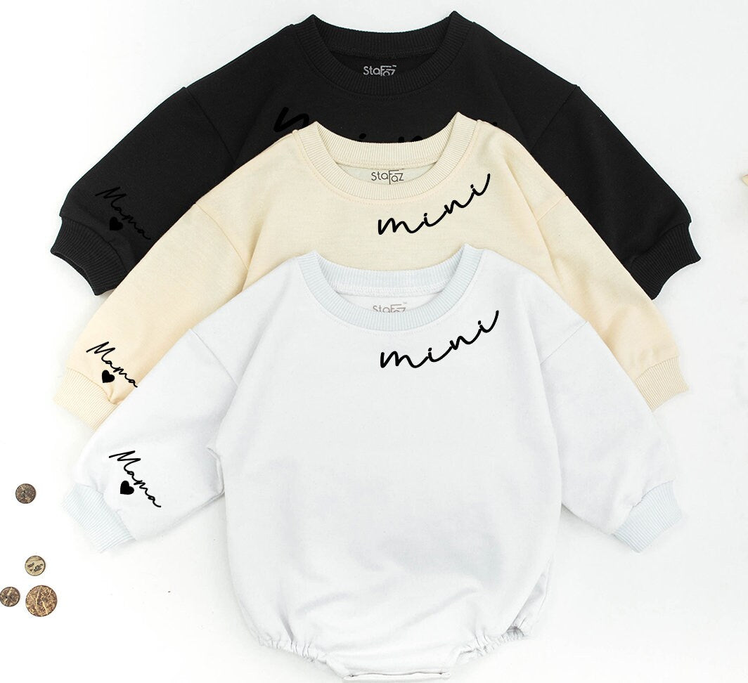 Custom Mama and Mini Matching Sweatshirts Daughter Son Names Family Cozy Winter Apparel Retro Christmas Gift Baby Newborn Coming Home