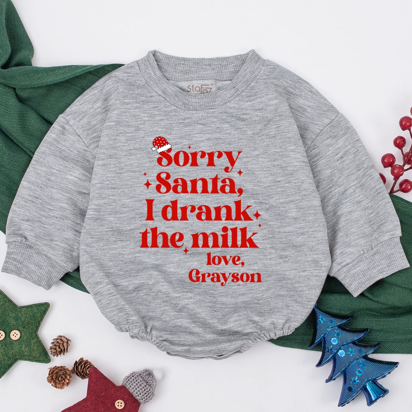 Sorry Santa I Drank the Milk Christmas Baby Romper Infant Girl Boy Outfit Cozy Warm Red Holiday Clothes First Christmas Gift