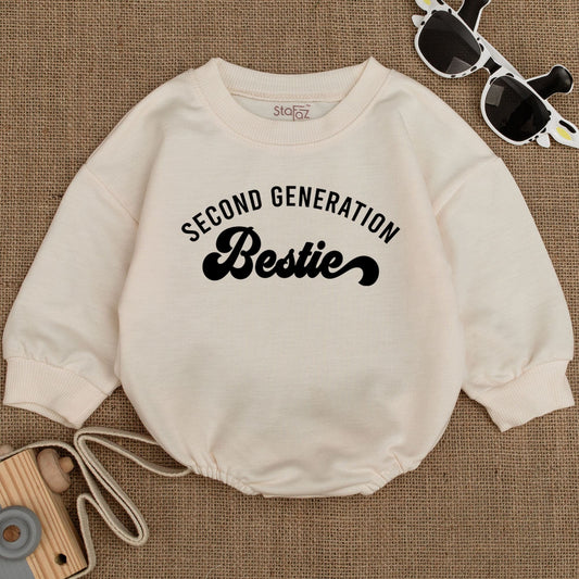 Adorable Baby Girl Besties Romper Matching Outfit for Second Generation Best Friends Like Our Moms Cotton Newborn Bodysuit Shower Gift Retro Cute Clothes