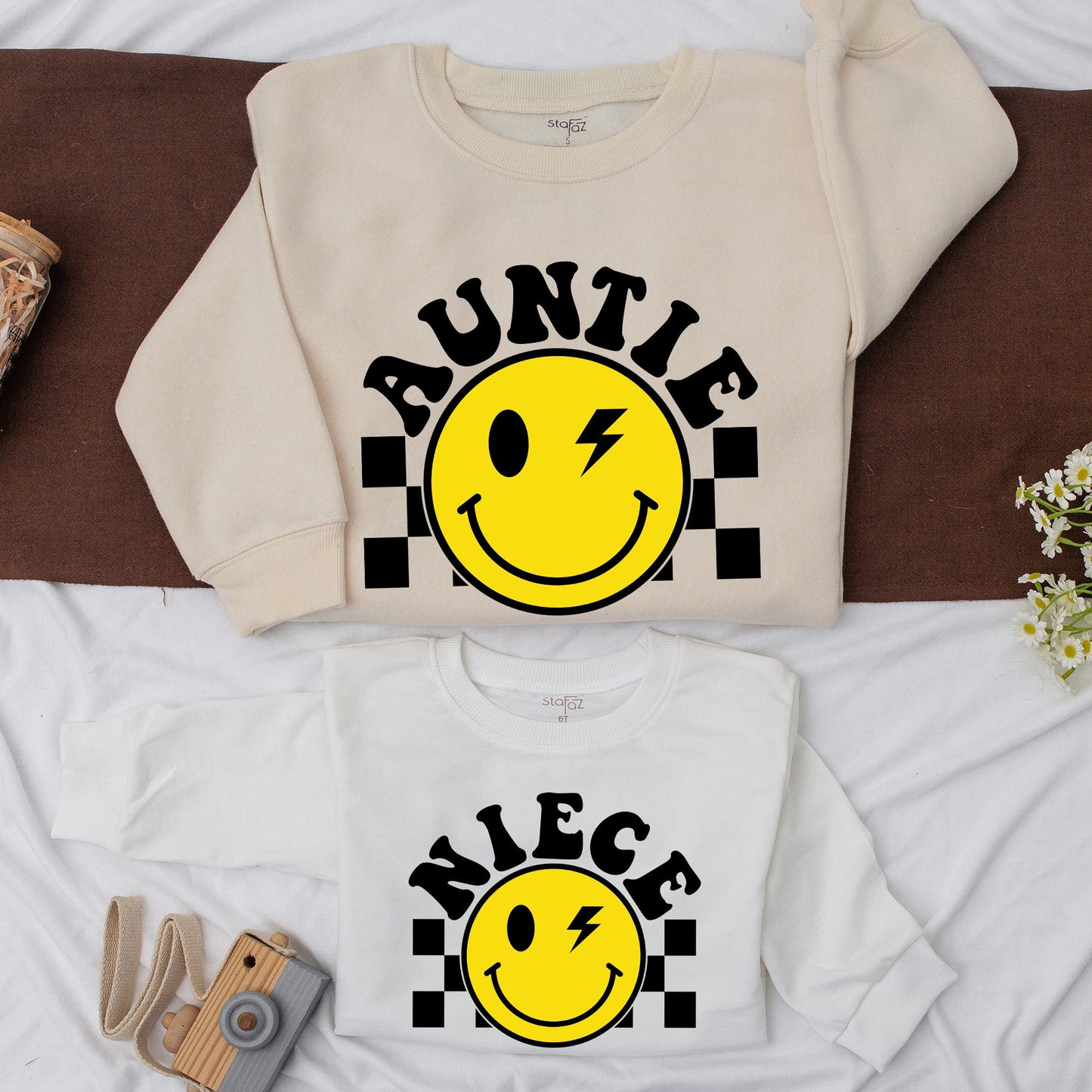 Auntie & Niece Matching Sweatshirt Set Personalized for Baby & Me, Cute Custom Family Romper Gift, Adorable Kid's Auntie Sweater, Comfortable Cotton