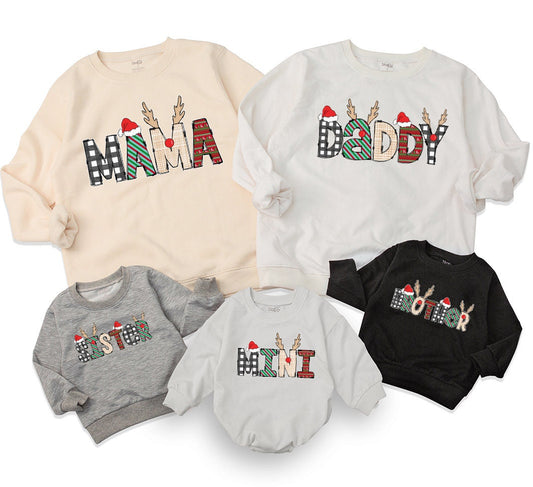 Custom Mama and Mini Sweatshirt Family Matching Christmas Outfit Baby Girl Romper Soft Cotton Cozy Holiday Gift Set