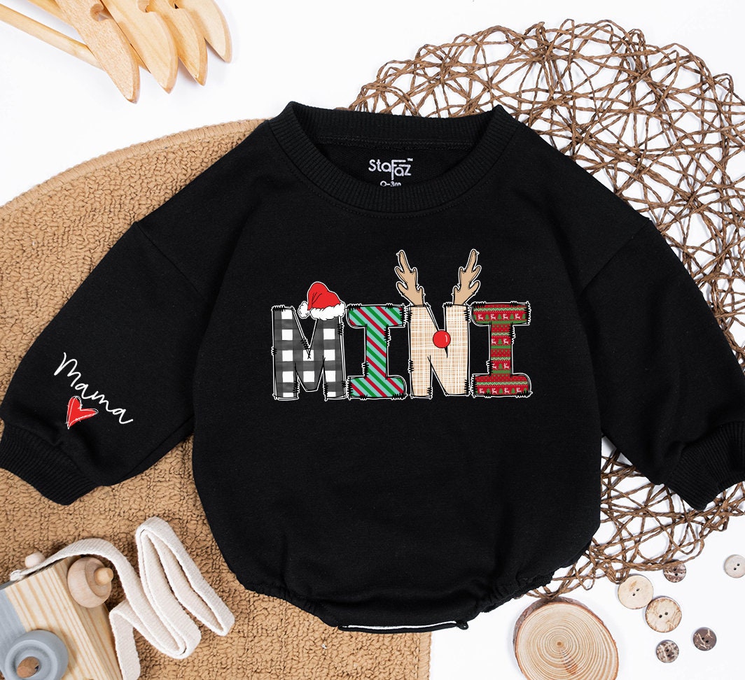 Custom Mama and Mini Sweatshirt Family Matching Christmas Outfit Baby Girl Romper Soft Cotton Cozy Holiday Gift Set