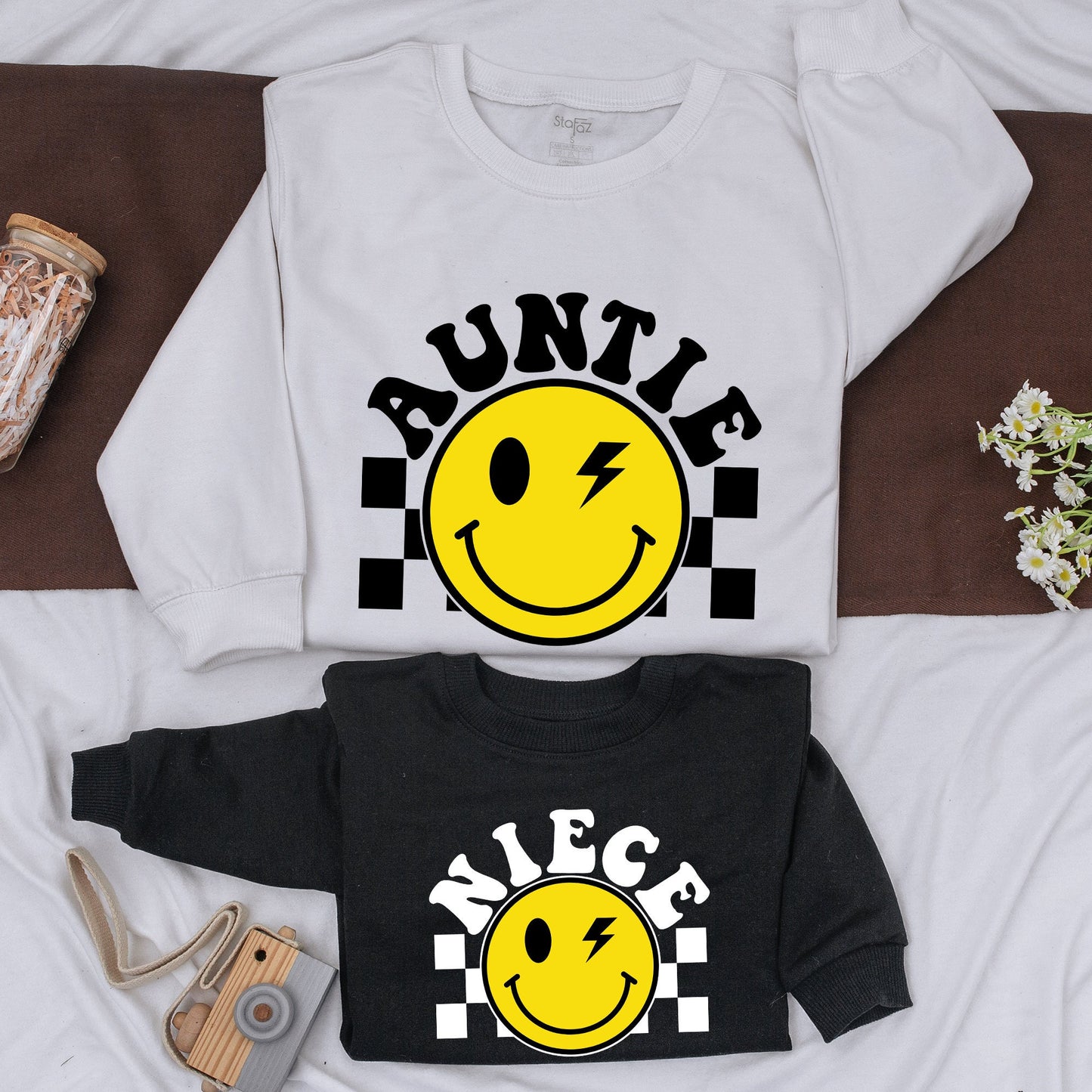 Auntie & Niece Matching Sweatshirt Set Personalized for Baby & Me, Cute Custom Family Romper Gift, Adorable Kid's Auntie Sweater, Comfortable Cotton