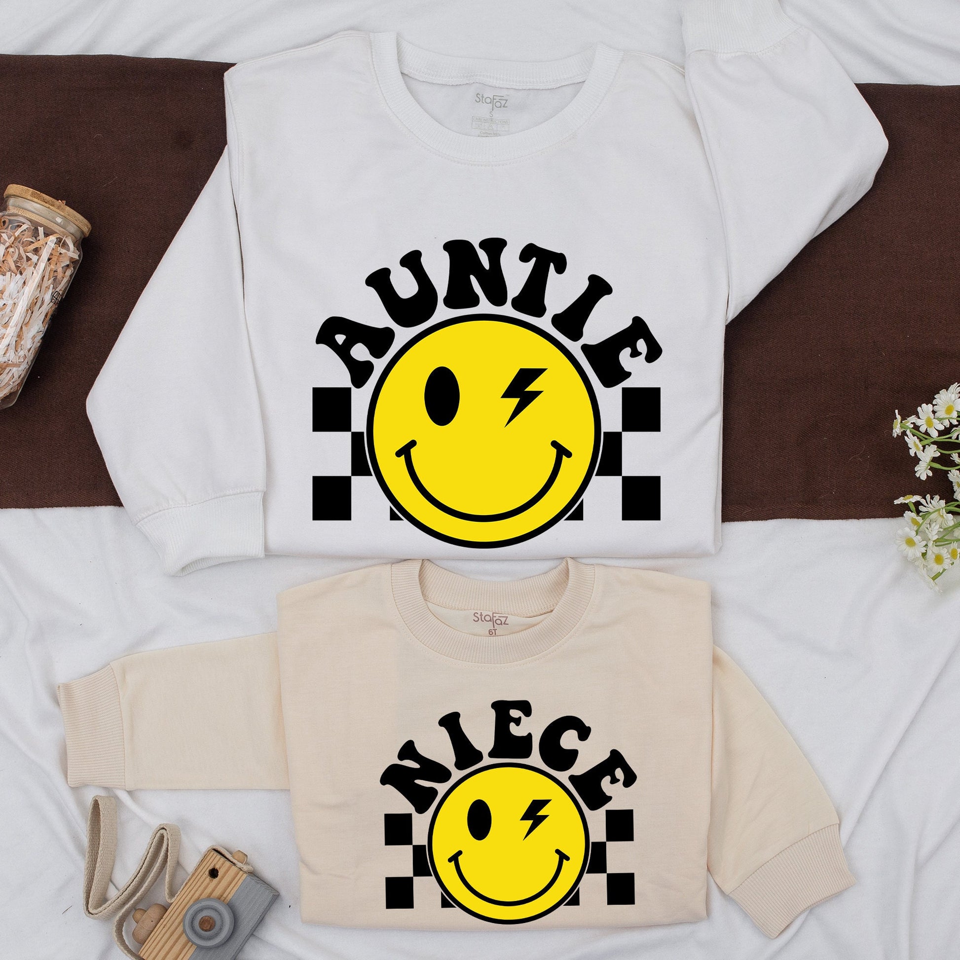 Auntie & Niece Matching Sweatshirt Set Personalized for Baby & Me, Cute Custom Family Romper Gift, Adorable Kid's Auntie Sweater, Comfortable Cotton