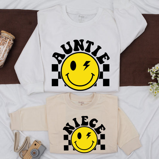 Auntie & Niece Matching Sweatshirt Set Personalized for Baby & Me, Cute Custom Family Romper Gift, Adorable Kid's Auntie Sweater, Comfortable Cotton