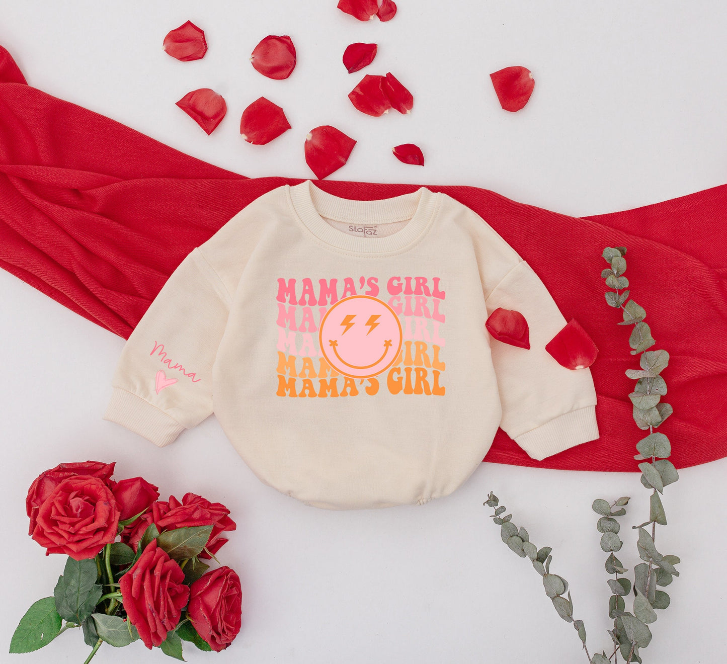 Personalized Retro Groovy Mama & Mama's Girl Matching Sweatshirt & Romper Set for Mom Daughter Family Outfits Baby Toddler Kid Mother's Day Gift