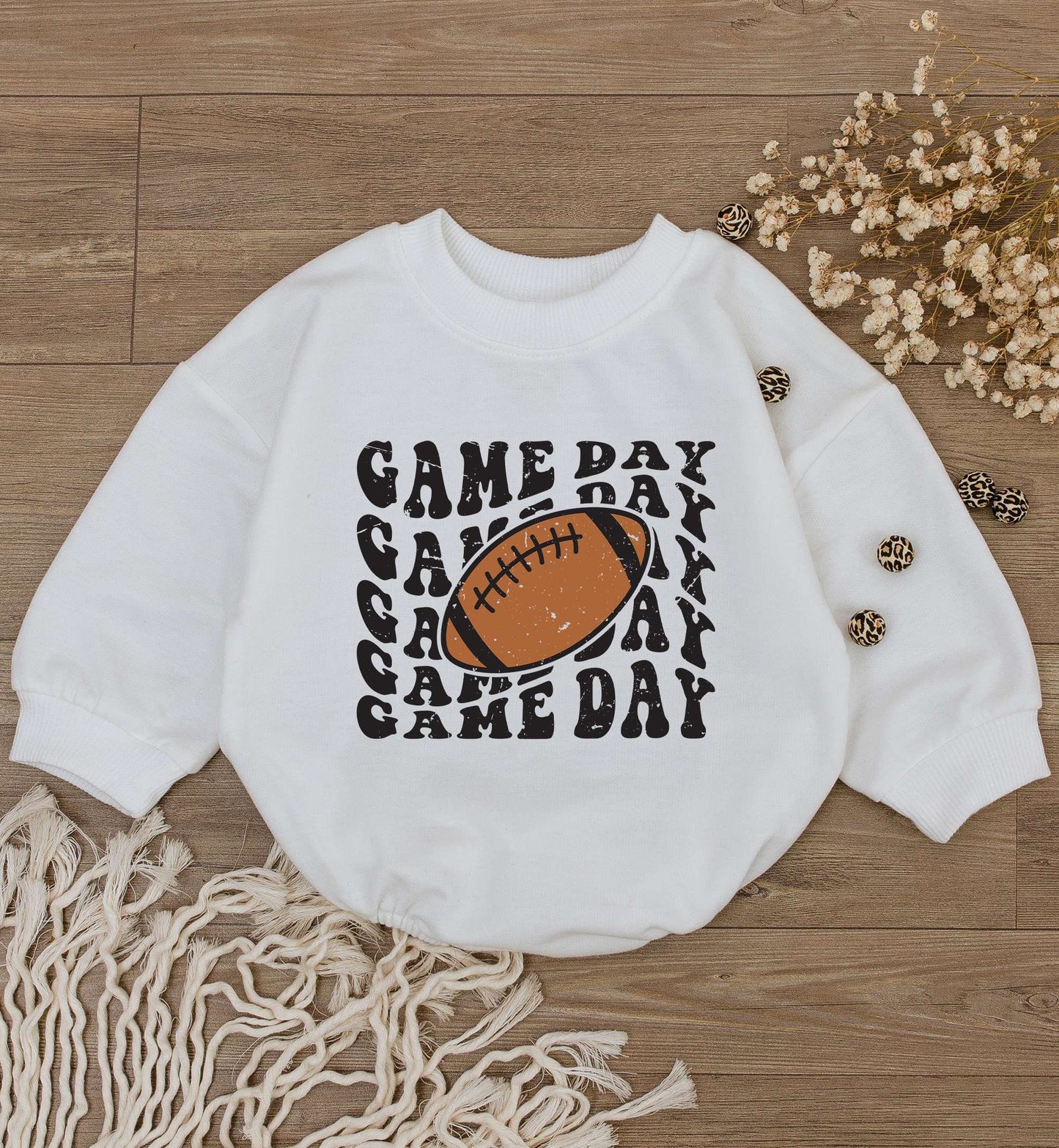 Retro Game Day Baby Romper Cute Newborn Football Outfit Toddler One Piece Jumpsuit Sport Gift