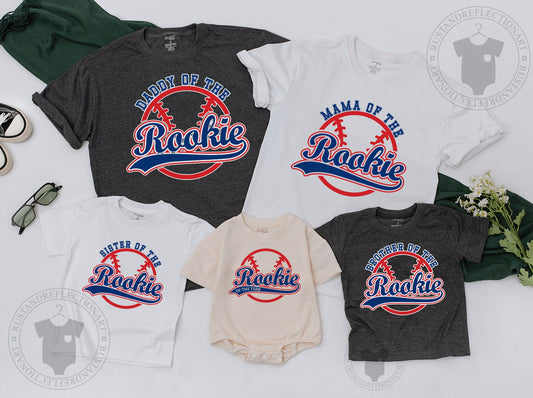 Rookie of the Year Baseball Birthday Shirt Matching Family Outfit Blue Rookie Baby Boy Girl Mommy Daddy Sister Brother First Year Celebration