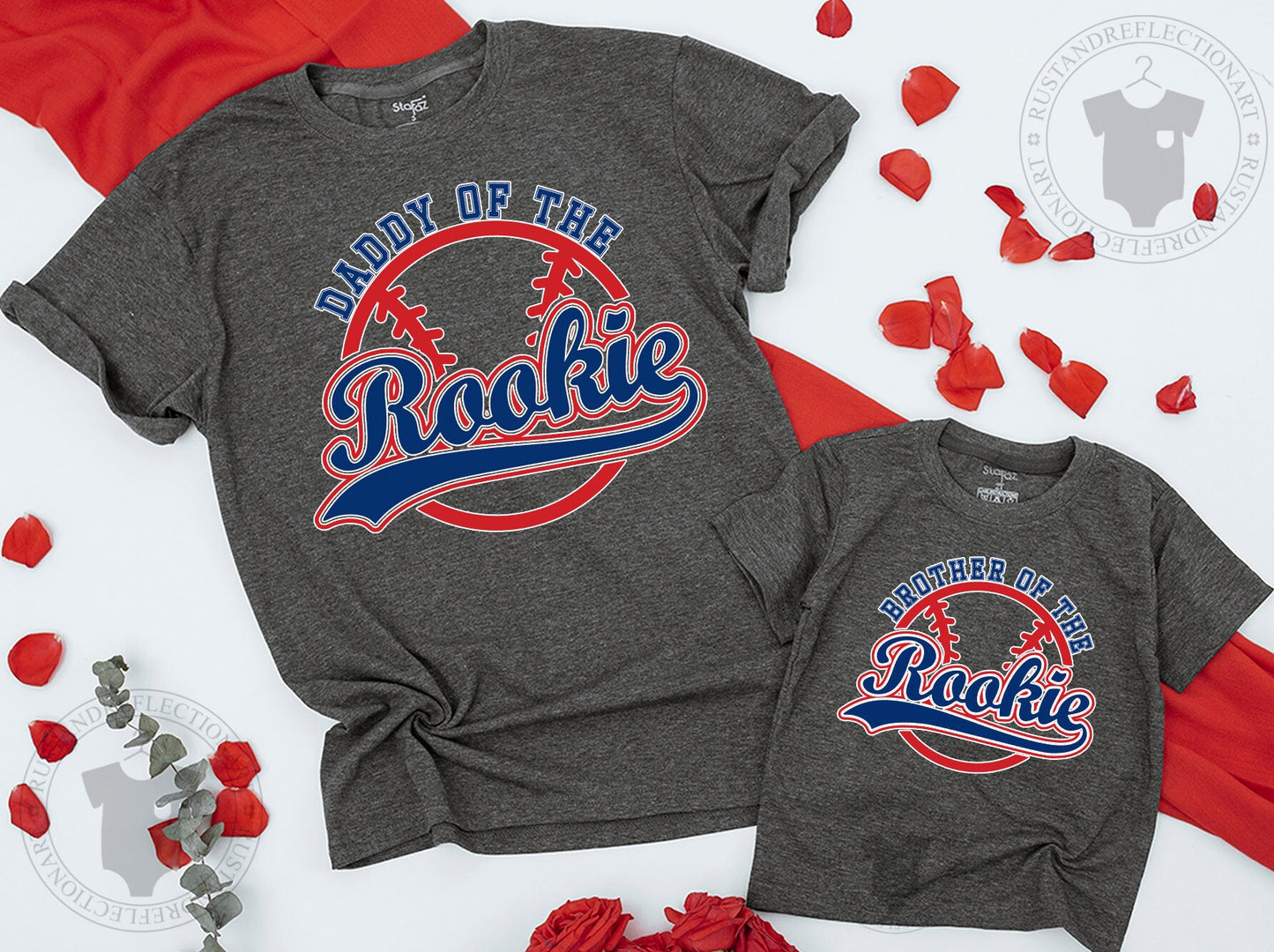Rookie of the Year Baseball Birthday Shirt Matching Family Outfit Blue Rookie Baby Boy Girl Mommy Daddy Sister Brother First Year Celebration