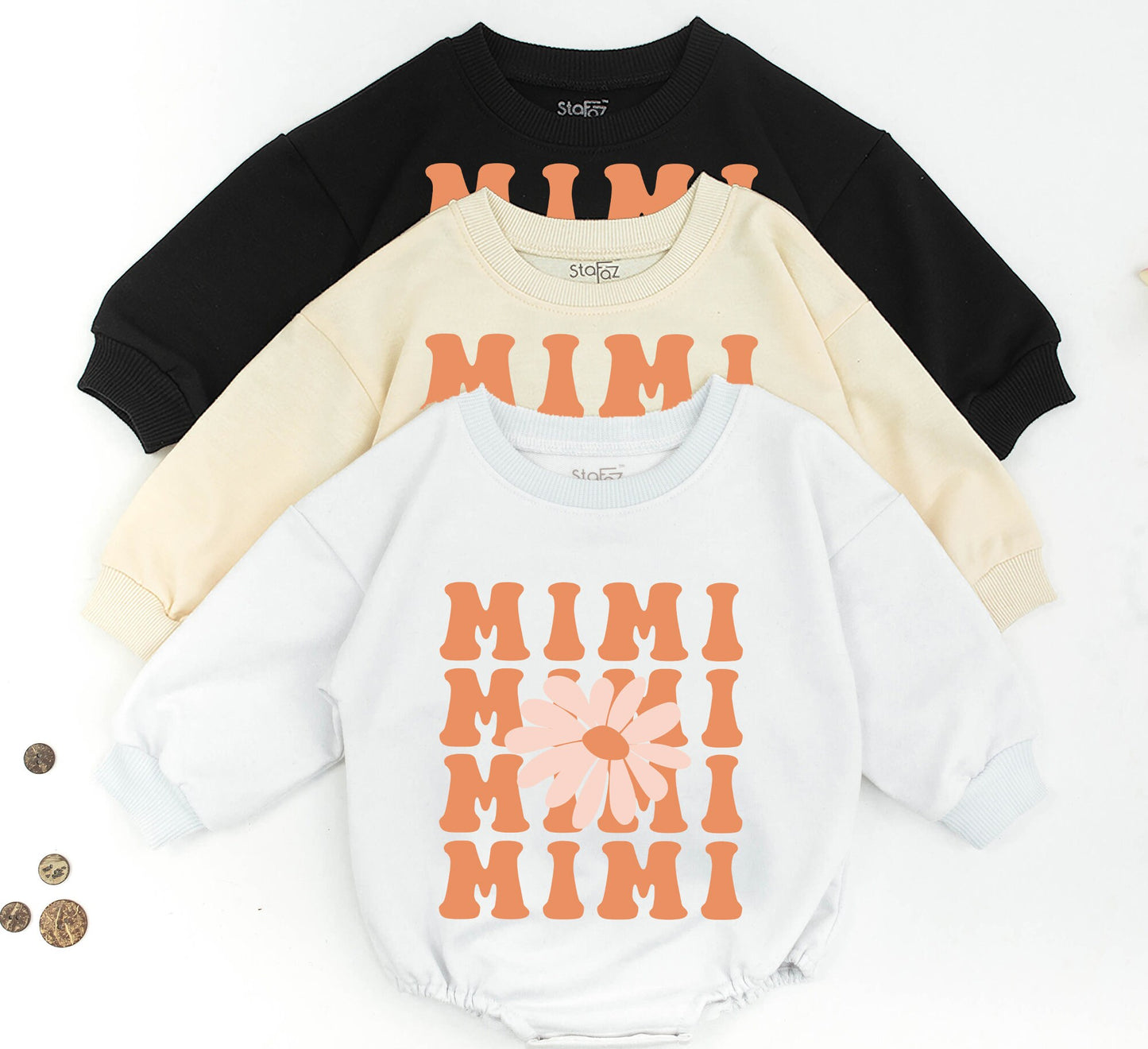 Groovy Mama and Mini Daisy Sweatshirt Set Retro Matching Outfit Personalized Mother Daughter Sweaters Cute Romper Gift Boho Family Sweatshirts