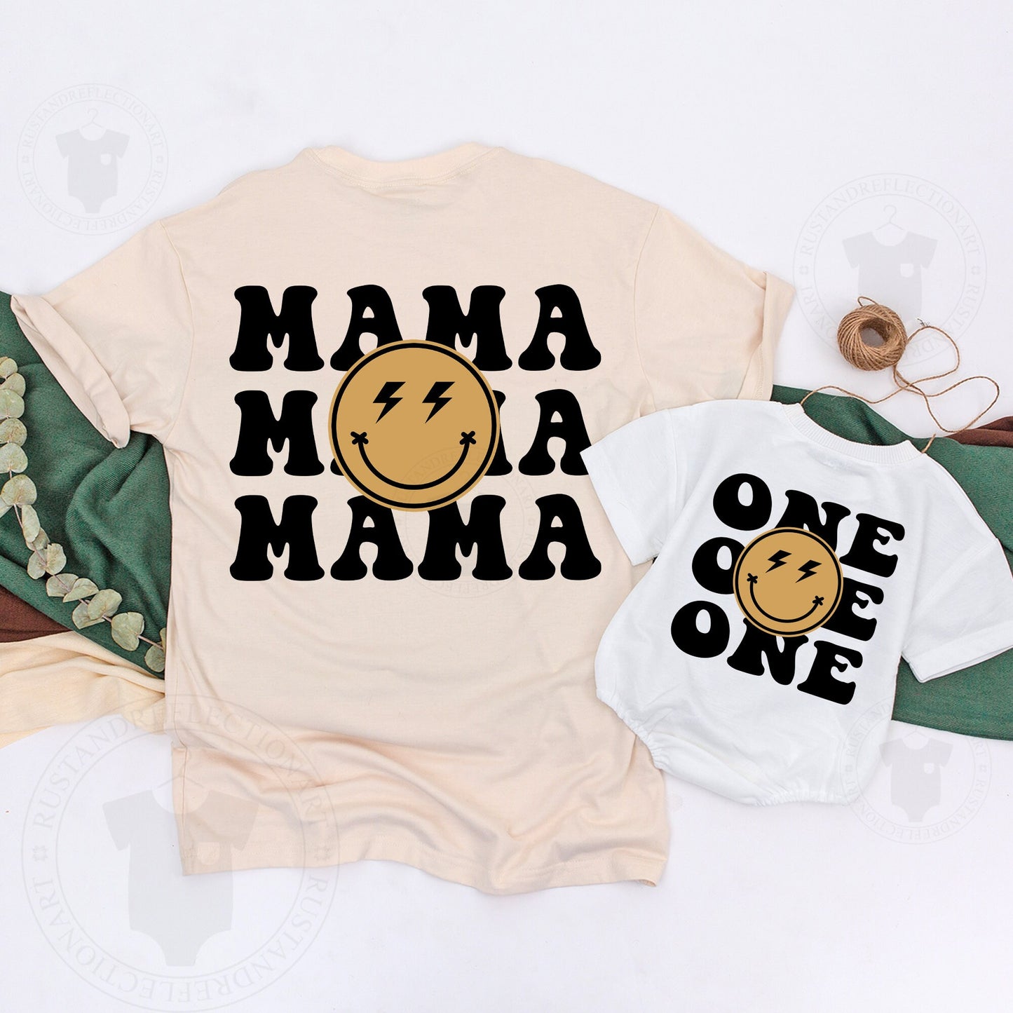 One Happy Dude Birthday Outfit Smiling Face Mama Dada Baby Bodysuit Retro Yellow Black Lightning Eye Design First Birthday Celebration Soft Cotton