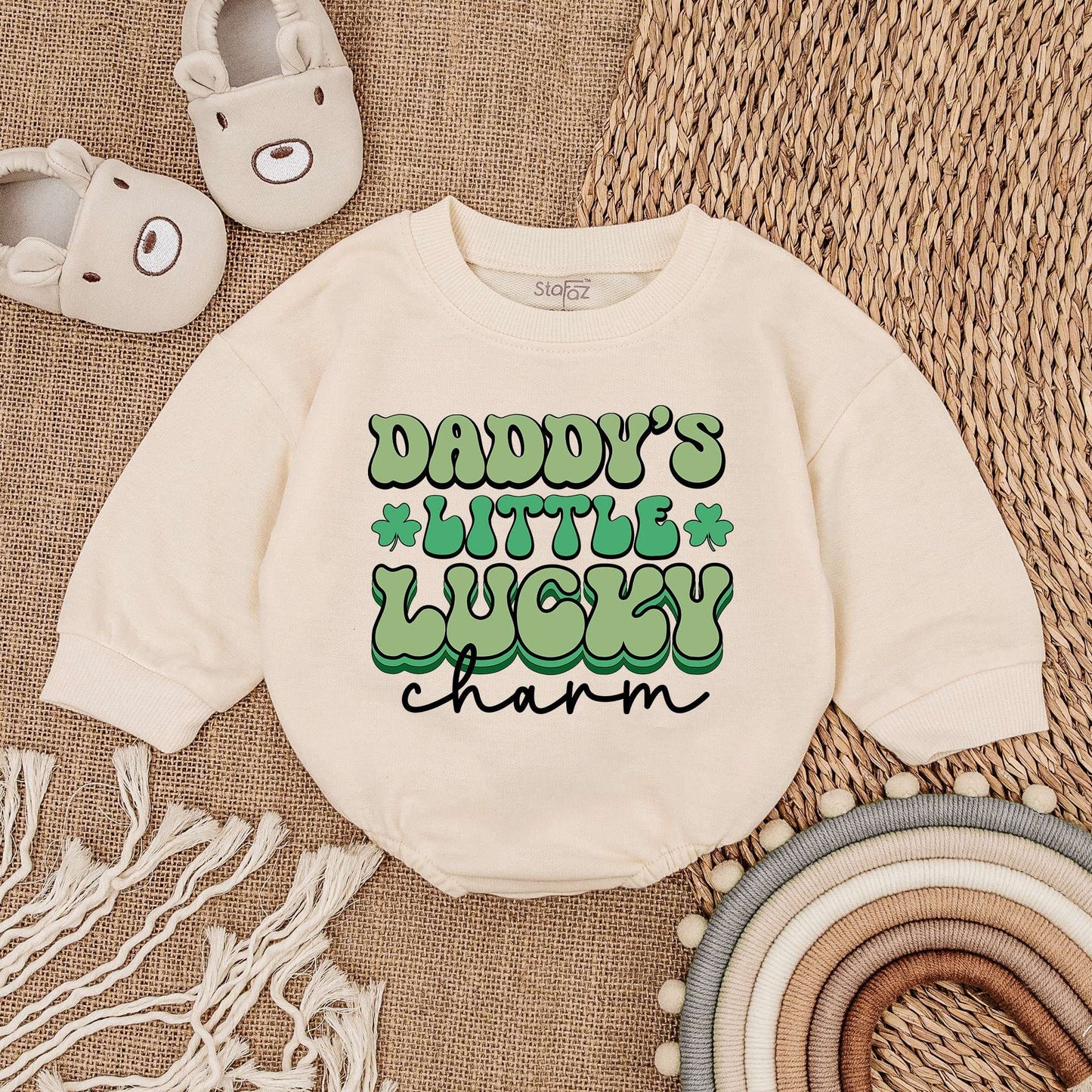 Light Mauve St Patrick's Day Baby Romper Daddy's Lucky Charm Newborn Outfit Irish Baby Bodysuit Wee Hooligan Celebration Gift