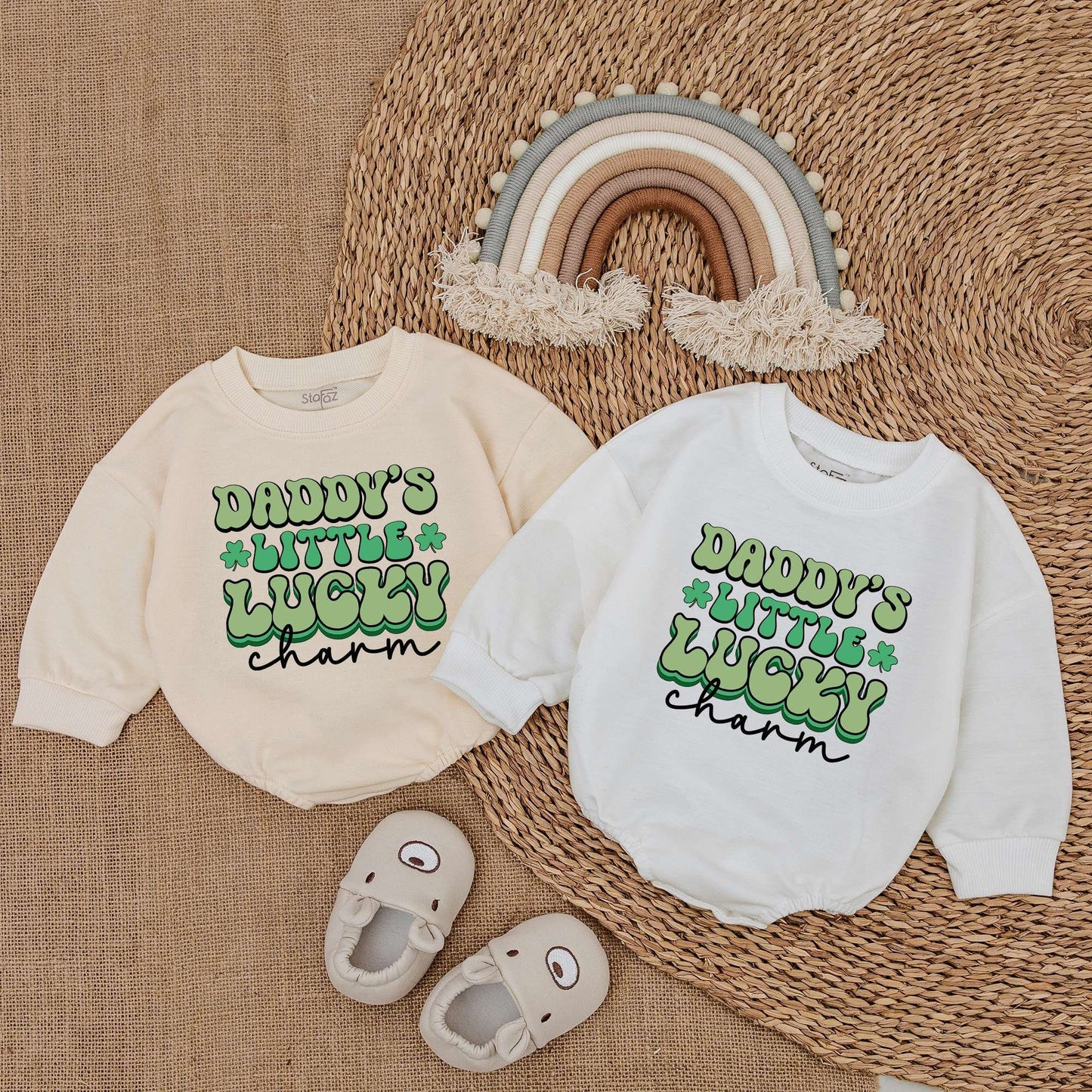 Light Mauve St Patrick's Day Baby Romper Daddy's Lucky Charm Newborn Outfit Irish Baby Bodysuit Wee Hooligan Celebration Gift