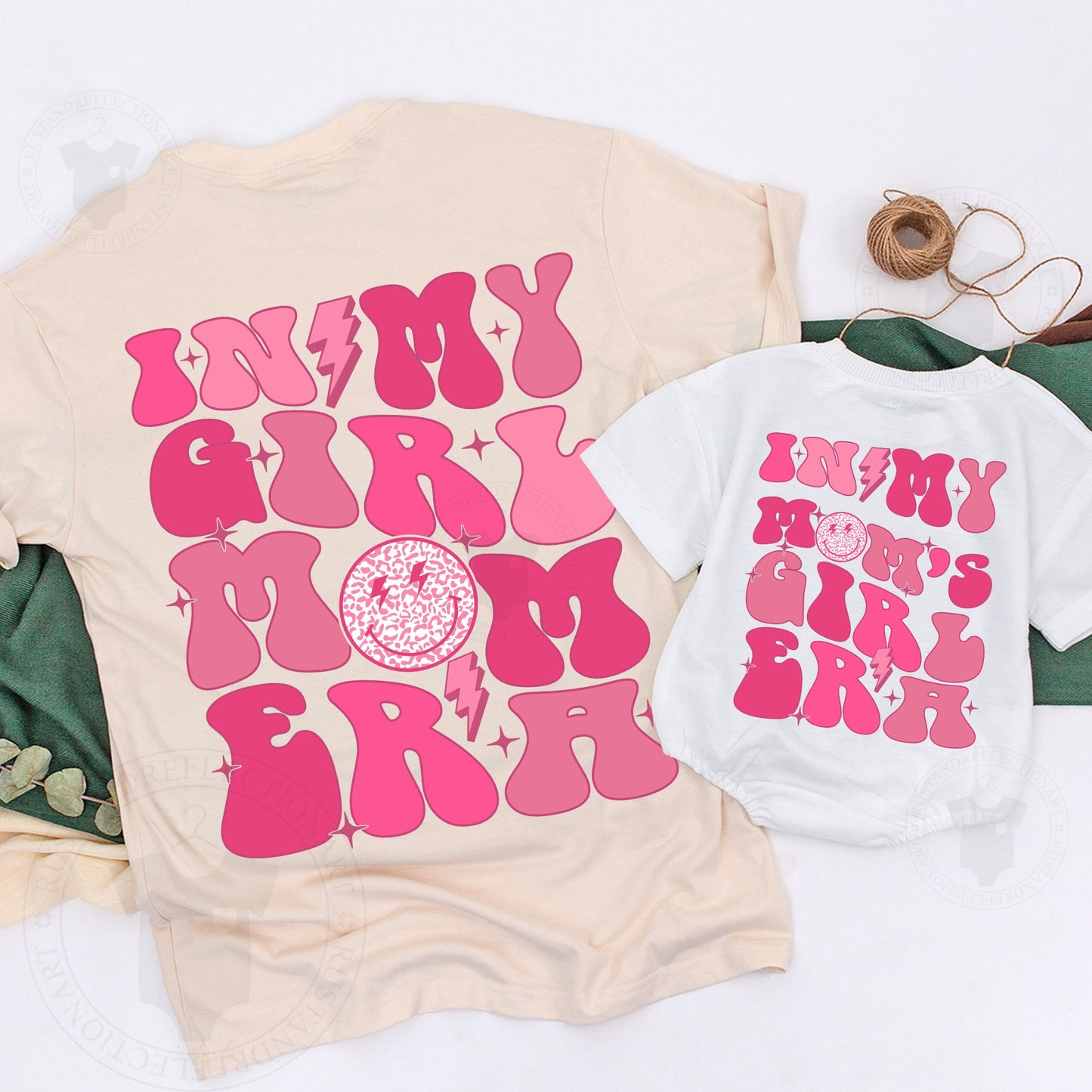 Matching Mom Daughter Smiley Face Retro Boho T-Shirts Mama Mini "In My Mom's Girl Era" Toddler Tee Soft Cotton Birthday Gift